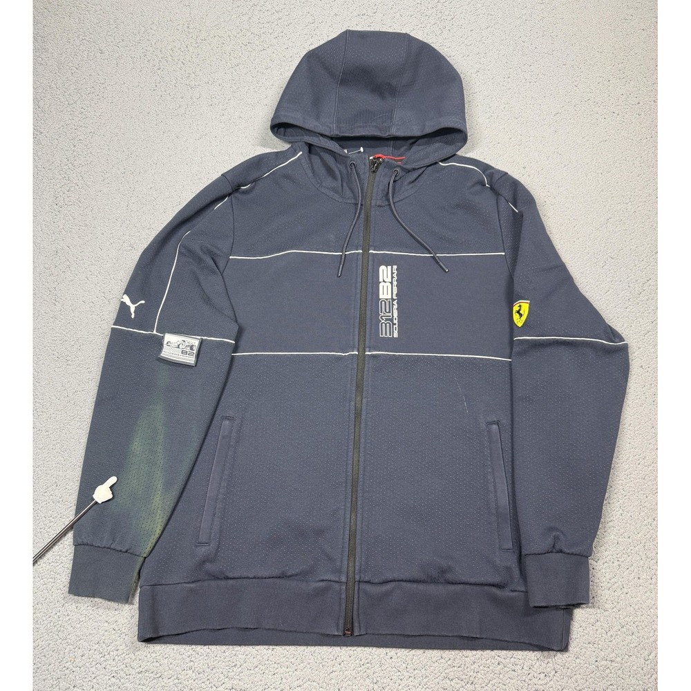 Ferrari Hoodie Mens 2XL Blue Formula 1 F1 Racing Full Zip Sweatshirt 312 B2 Puma